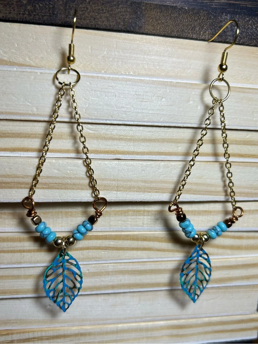 3/$25 Turquoise Leaf Drop Earrings